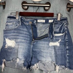 KanCan Distressed Medium Blue Denim Cutoff Shorts